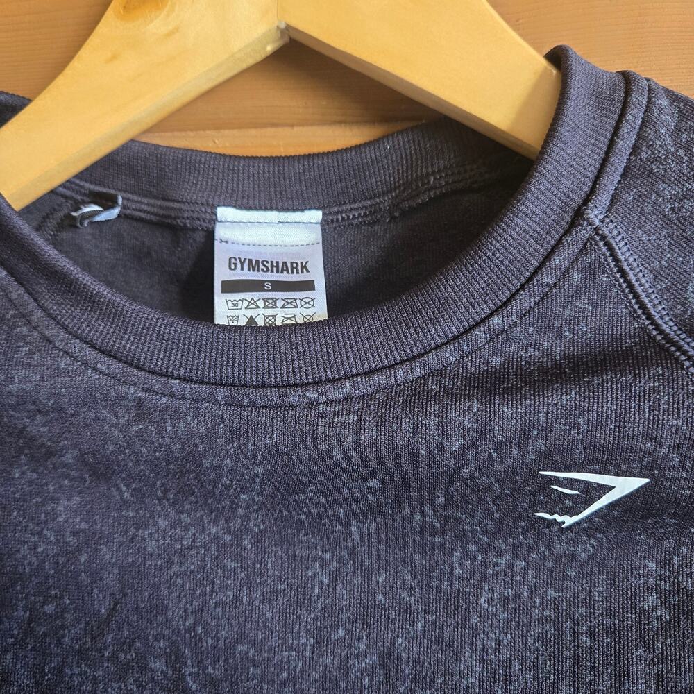 Gymshark Adapt Fleck Seamless Long Sleeve Crop Top S Mineral Black Workout Shirt - Picture 4 of 4